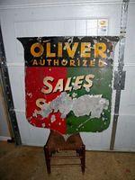 $OLD Oliver Tractors Sales & Service Double Sided Tin Sign